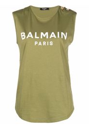 Balmain button-embellished logo tank top - Verde