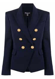 Balmain embossed-button wool jacket - Blu