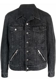 Balmain Giacca denim con zip - Nero