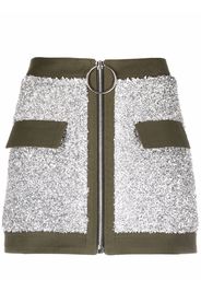 Balmain contrast-trim zipped skirt - Argento