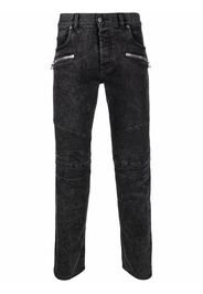 Balmain ribbed slim-cut bleached jeans - Nero