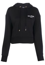 Balmain logo print drawstring hoodie - Nero