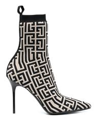 Balmain monogram-jacquard pointed boots - Toni neutri