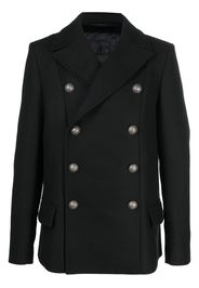 Balmain double-breasted virgin-wool coat - 0PA NOIR