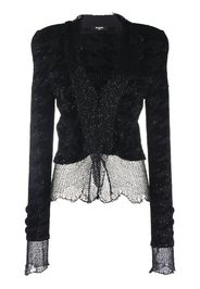 Balmain sheer tie-front knit jacket - Nero