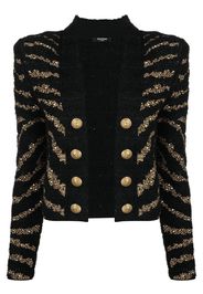 Balmain stripe pattern cardigan coat - Nero