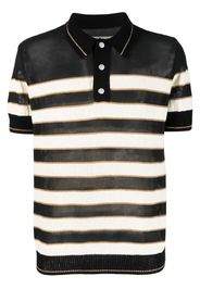 Balmain intarsia-logo striped polo shirt - Nero