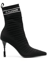 Balmain intarsia-knit 100mm ankle boots - Nero