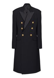 Balmain Cappotto doppiopetto con bottoni goffrati - Nero