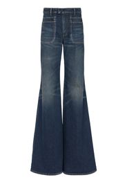 Balmain Jeans a gamba ampia con applicazione - Blu