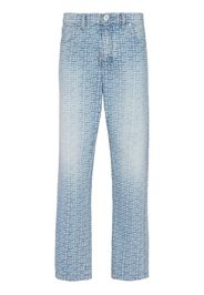 Balmain Jeans dritti con monogramma jacquard - Blu