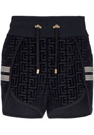 Balmain Shorts con motivo monogramma - Blu