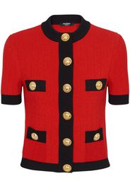 Balmain Cardigan crop a maniche corte - Rosso