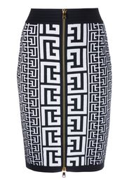 Balmain monogram-intarsia knit skirt - Bianco