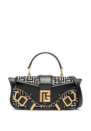 Balmain Blaze monogram-jacquard leather clutch bag - Nero