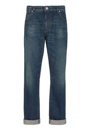 Balmain Vintage logo-patch straight-leg jeans - Blu