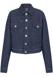 Balmain monogram-print denim jacket - Blu