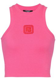 Balmain logo-embroidered cropped tank top - Rosa