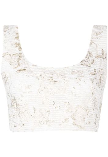 Bambah Top crop a fiori - Bianco