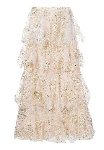 Bambah sequin-embellished ruffled maxi skirt - Bianco