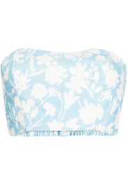 Bambah Lilly floral-print linen tube top - Blu