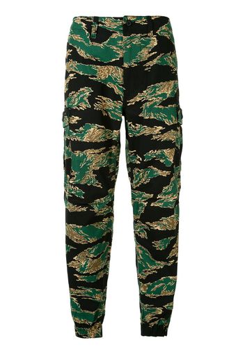 camouflage print trousers