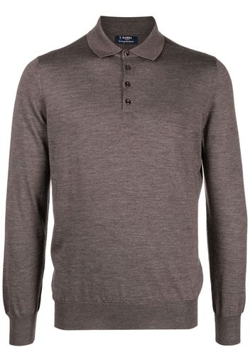 Barba long-sleeved knit polo shirt - Marrone