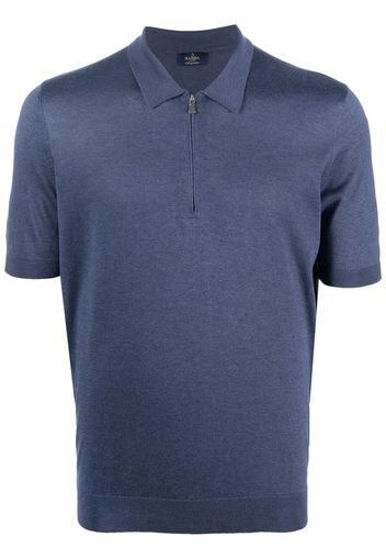 Barba zip-front short-sleeved polo shirt - Blu