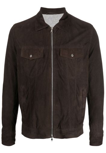 Barba chest flap-pocket leather jacket - Marrone