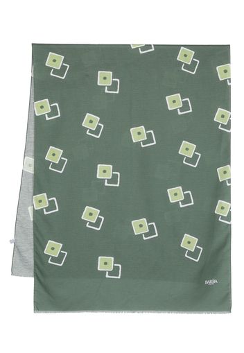 Barba graphic-print frayed scarf - Verde