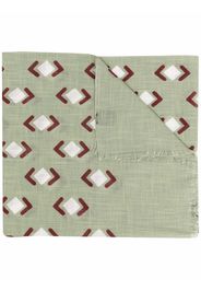 Barba geometric-print cotton scarf - Verde