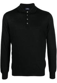 Barba long-sleeved knit polo shirt - Nero