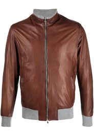 Barba zipped-up fastening leather jacket - Marrone