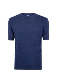 Barba diamond-patterned knit T-shirt - Blu