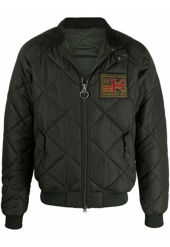 Barbour logo-patch zip-up quilted jacket - Verde