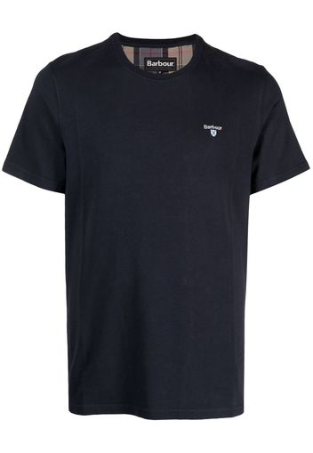 Barbour embroidered-logo cotton T-shirt - Blu