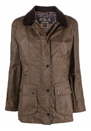 Barbour collared waxed raincoat - Marrone