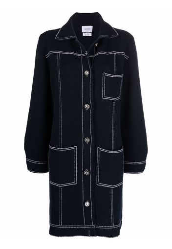 Barrie contrast-stitching single-breasted coat - Blu