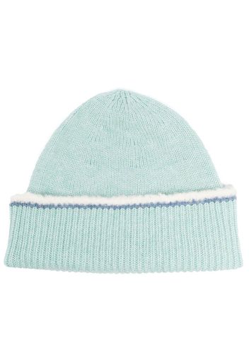 Barrie shearling-trim cashmere beanie - Blu