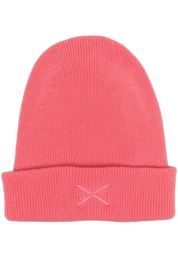 Barrie embroidered-logo knit beanie - Rosa