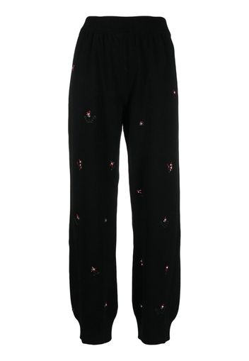 Barrie floral-embroidered cashmere trousers - Nero