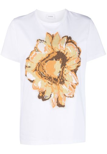 Barrie floral-motif patch cashmere T-shirt - Bianco