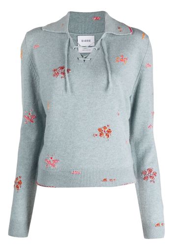 Barrie floral-embroidered V-neck jumper - Blu