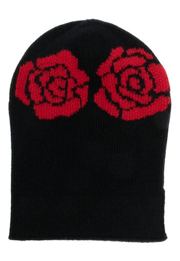 Barrie rose-embroidered crochet beanie - Nero