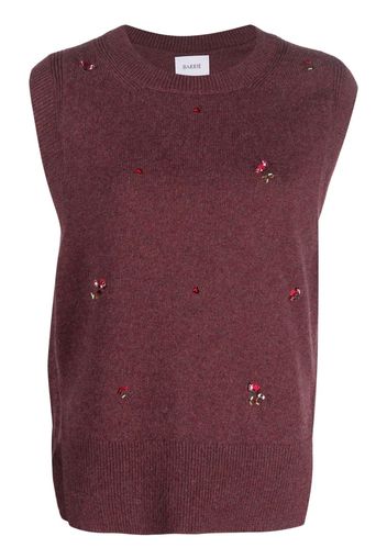 Barrie floral-embroidery cashmere vest - Rosso