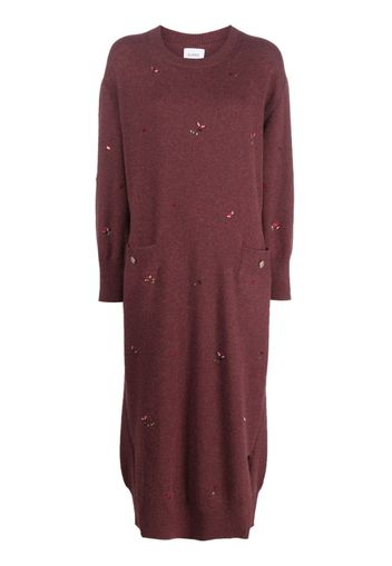 Barrie floral-embroidery cashmere dress - Rosso