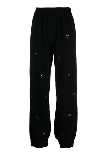 Barrie floral-embroidery cashmere trousers - Nero