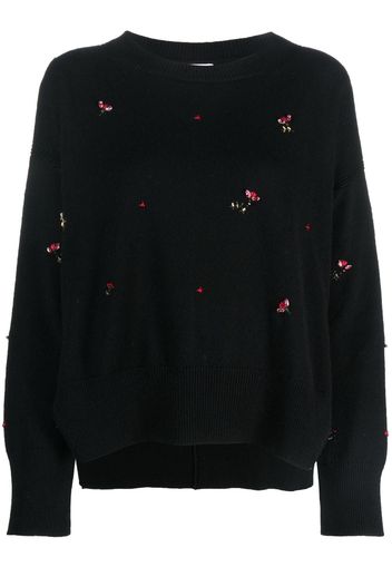 Barrie floral-embroidery cashmere jumper - Nero