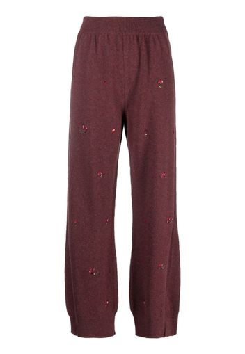 Barrie floral-embroidery cashmere trousers - Rosso