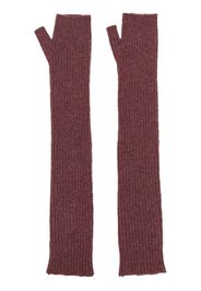 Barrie fingerless crochet cashmere gloves - Rosso